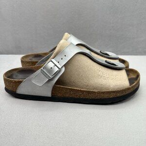 Birkenstock Gizeh Womens Size 9 (EU 40) Thong Sandals Metallic Silver Birko-Flor